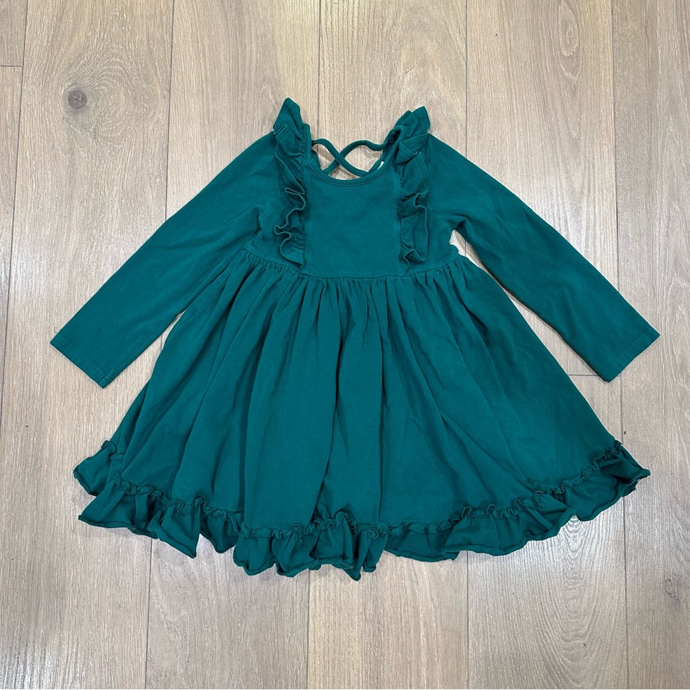 Serendipity Green Ruffle Kids Dress